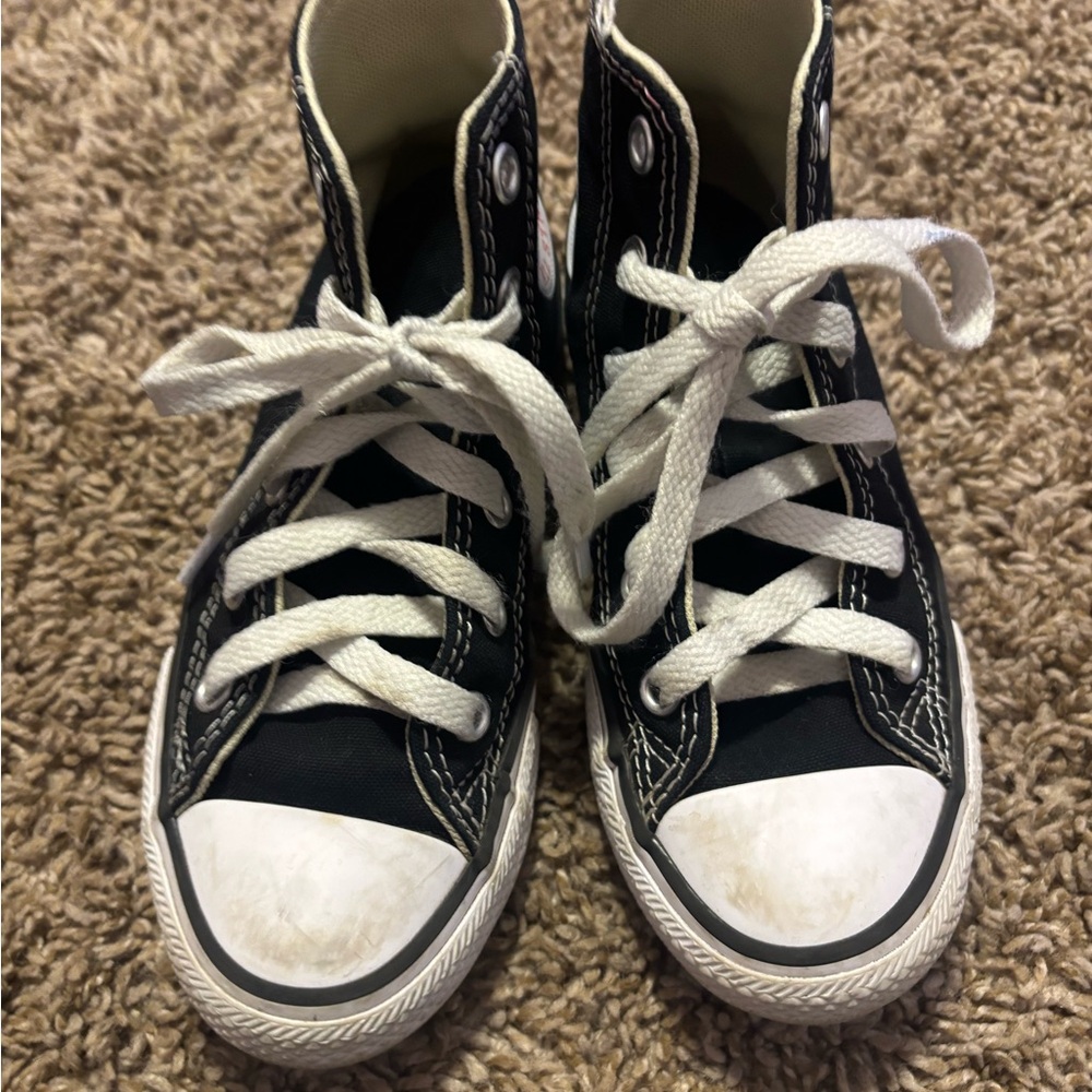 Kids Black High-Top Canvas Sneakers with White Accents